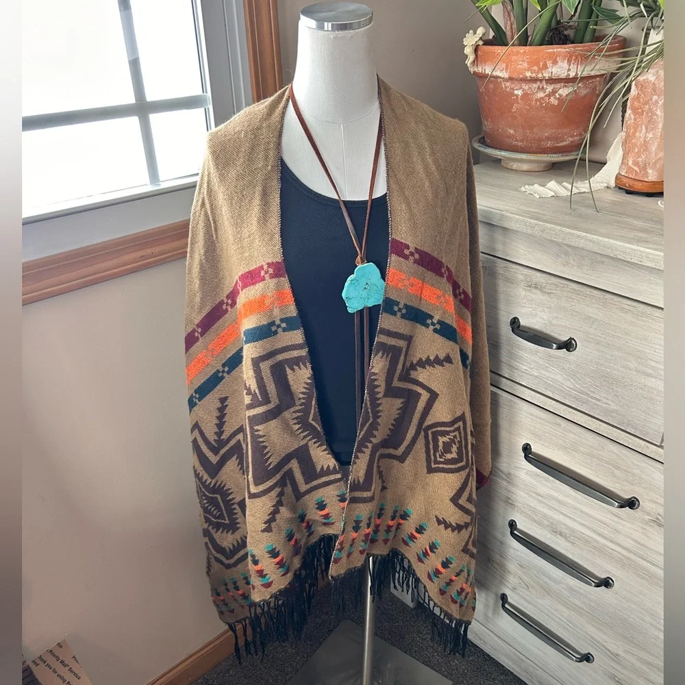 Boho-Aztec Reversible Shawl - Picture 1 of 6